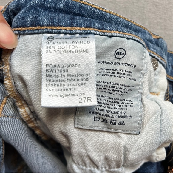 AG Adriano Goldschmied Aged Stilt Cropped Blue Denim Jeans Sz 27 - Picture 8 of 12